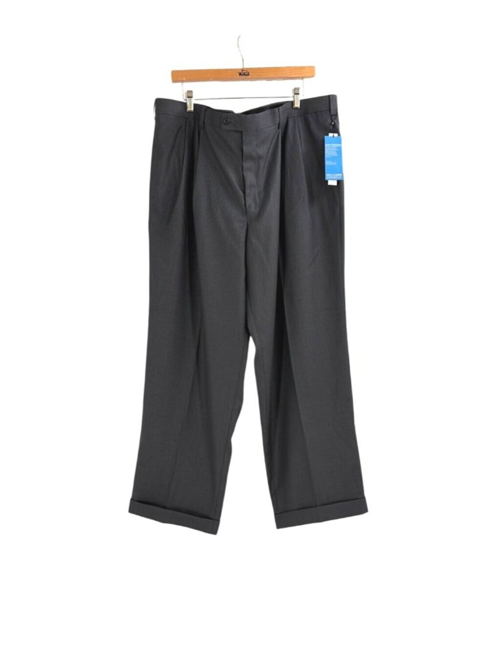 NWT Perry Ellis Portfolio Mens 42x30 Dress Pants Neo-Luxe Gray Pleated Cuffed